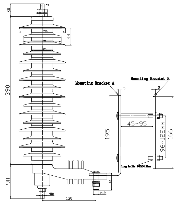 36KV Silicone Rubber Surge Arrester